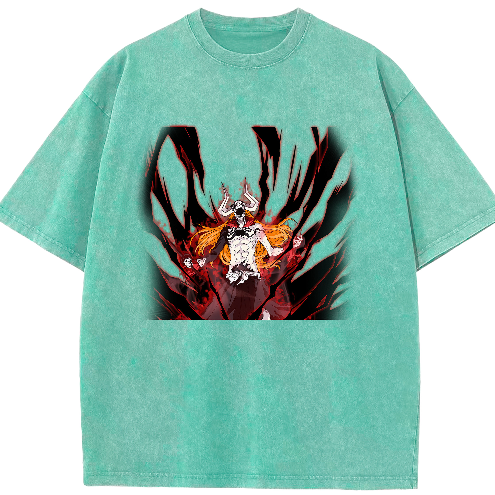（画像用） ブリーチ 黒崎一護（くろさき いちご）BLEACH Kurosaki Ichigo 綿100% ヴィンテージ風 半袖Tシャツ（フロントプリント）
